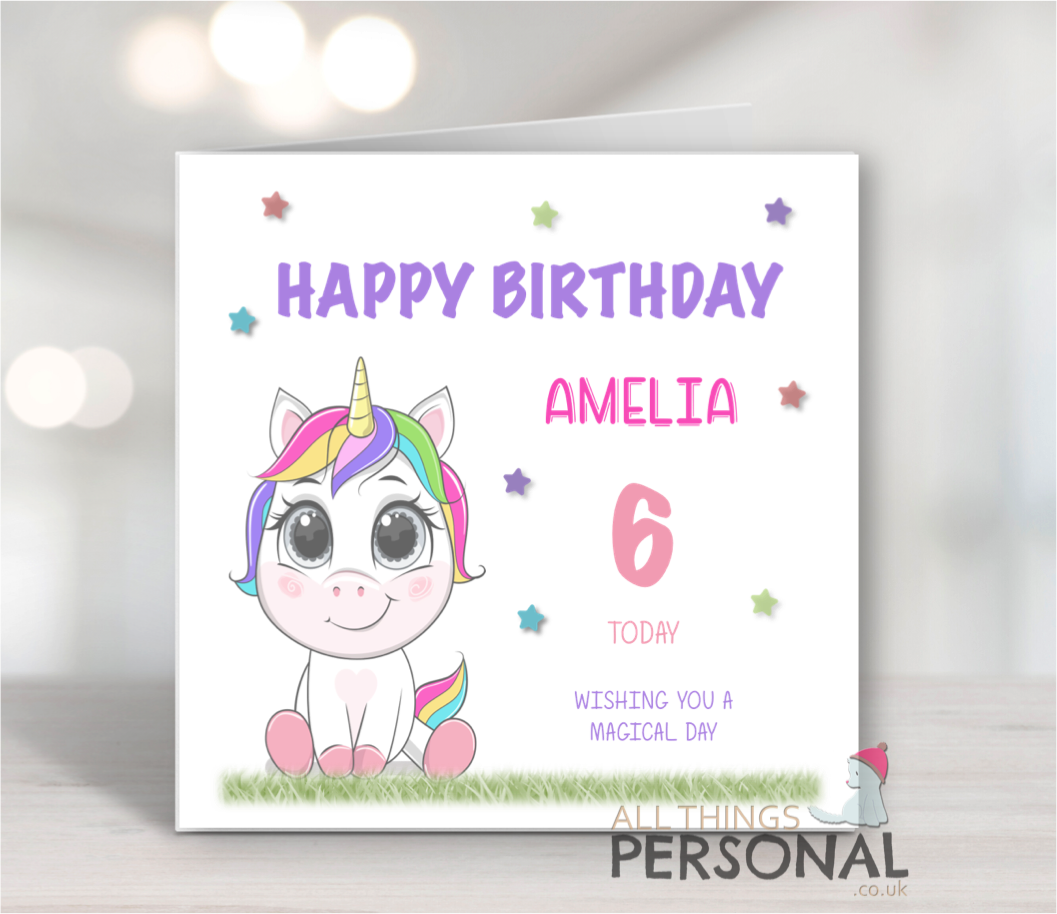 Sitting Unicorn Birthday Card Unicorn Birthday Card - Image 1