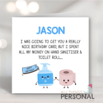 Toilet Roll & Hand Sanitiser Birthday Card