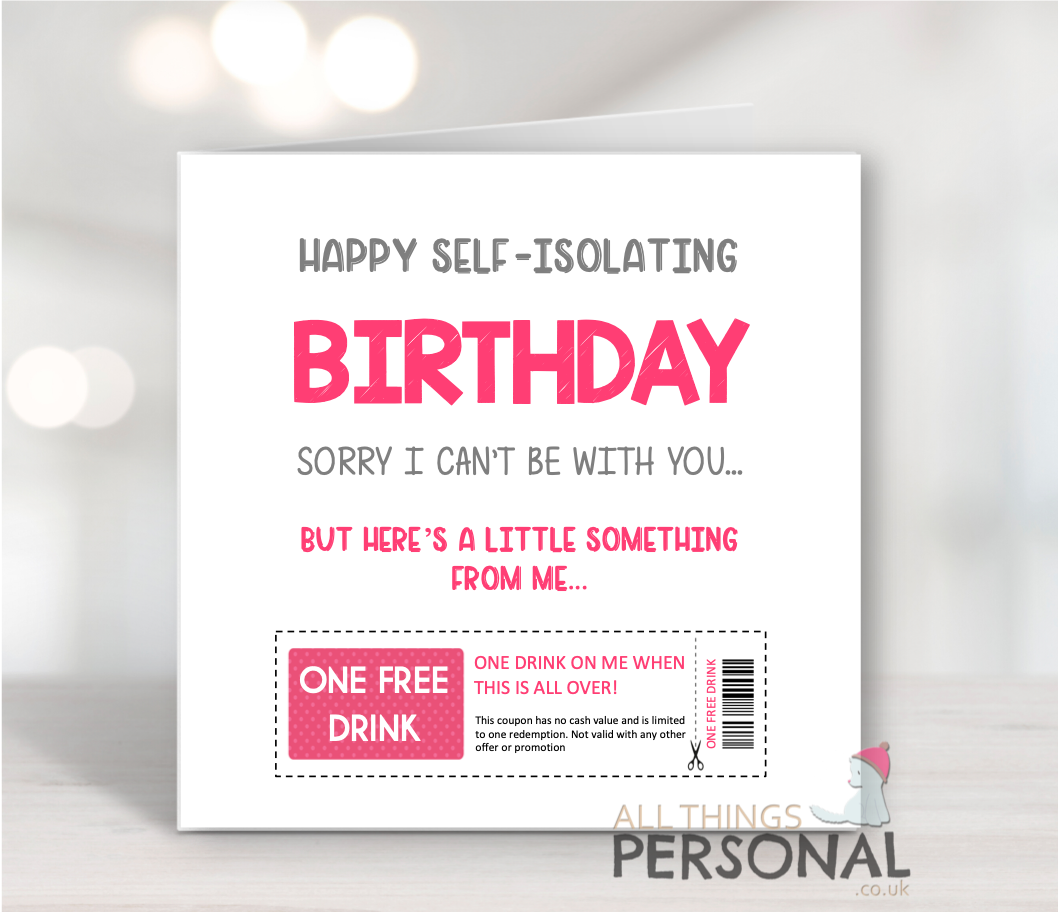 One free drink 2 One Free Drink Birthday Card - Image 1