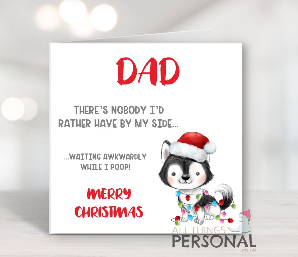 Dog Dad Christmas Card Dad While I Poop Christmas Card - Image 1