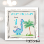 Girls Dinosaur Birthday Card