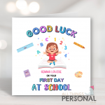 Girls First Day At School Card
