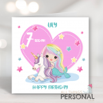 Unicorn Mermaid Birthday Card