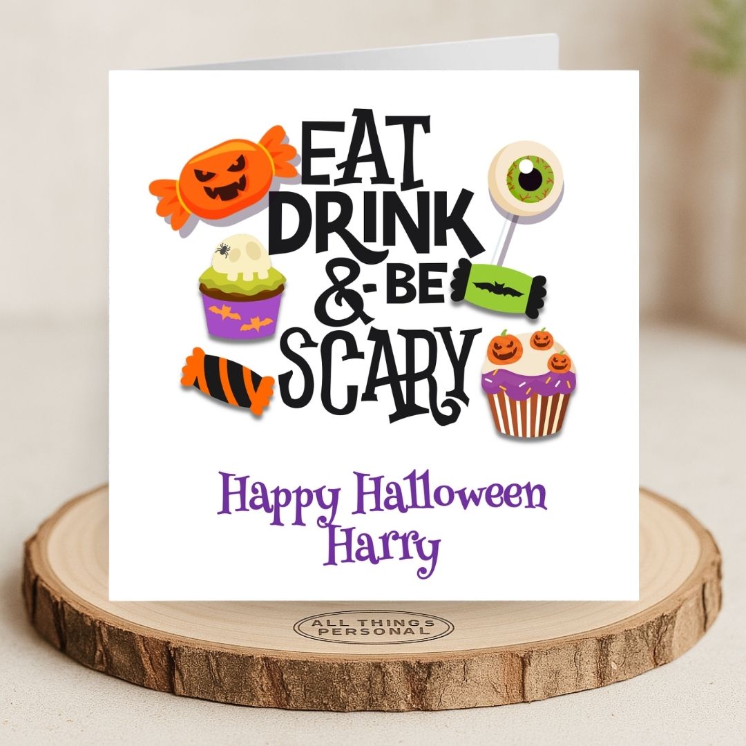 Eat Drink and Be Scary Halloween Card Eat Drink & Be Scary Halloween Card - Image 1