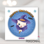 Cat Witch Halloween Card