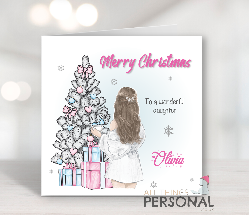 Cosy Pastel Girls Christmas Card Pastel Christmas Card for Her - Image 1