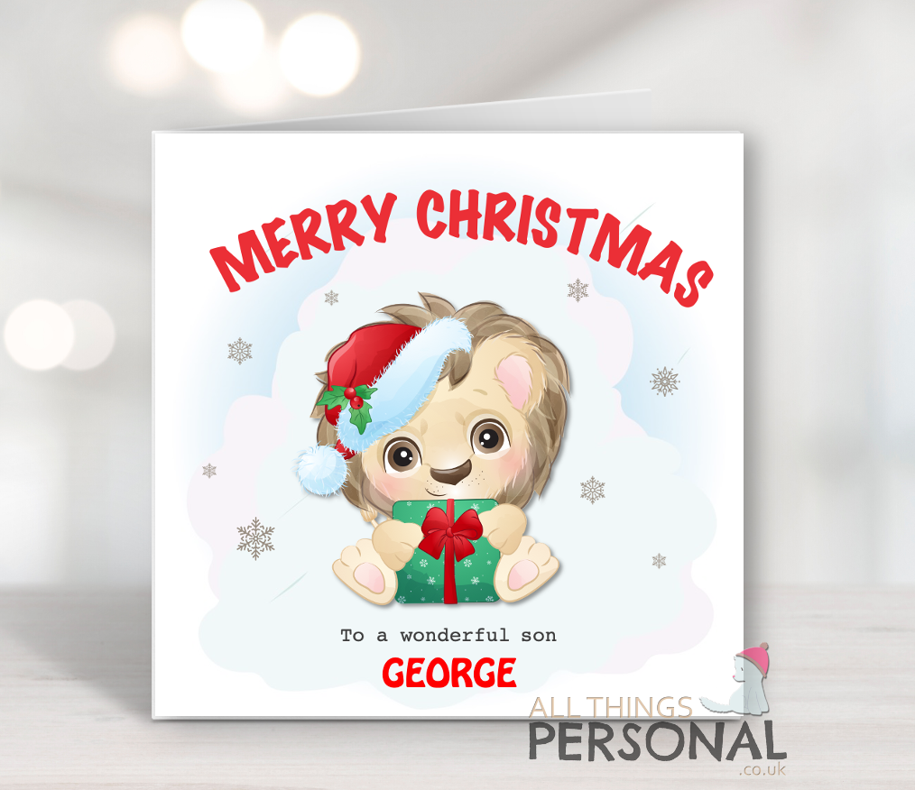 Lion Christmas Card Cute Lion Christmas Card - Image 1