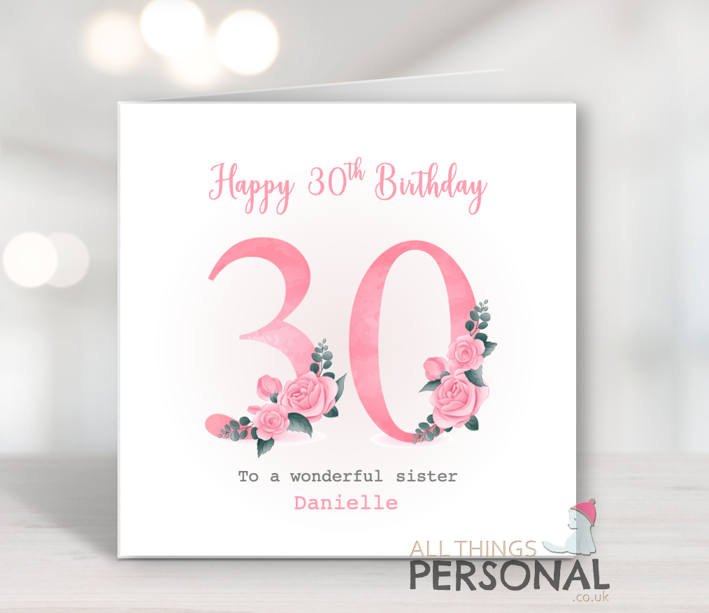 Pink 30th Birthday Card 30th Birthday Card - Image 1