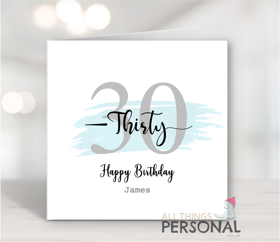 Blue 30th Birthday Card 30th Birthday Card - Image 1
