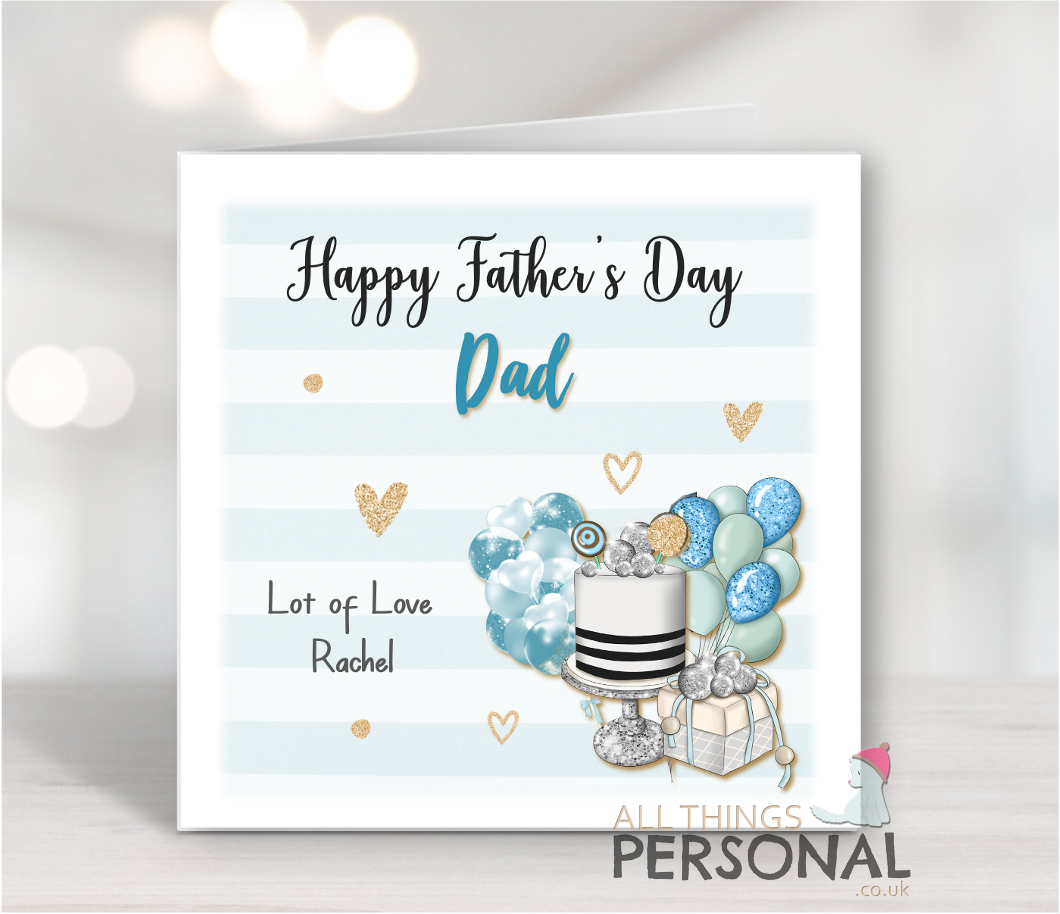 Blue Fathers Day Card Blue Celebrations Father's Day Card - Image 1