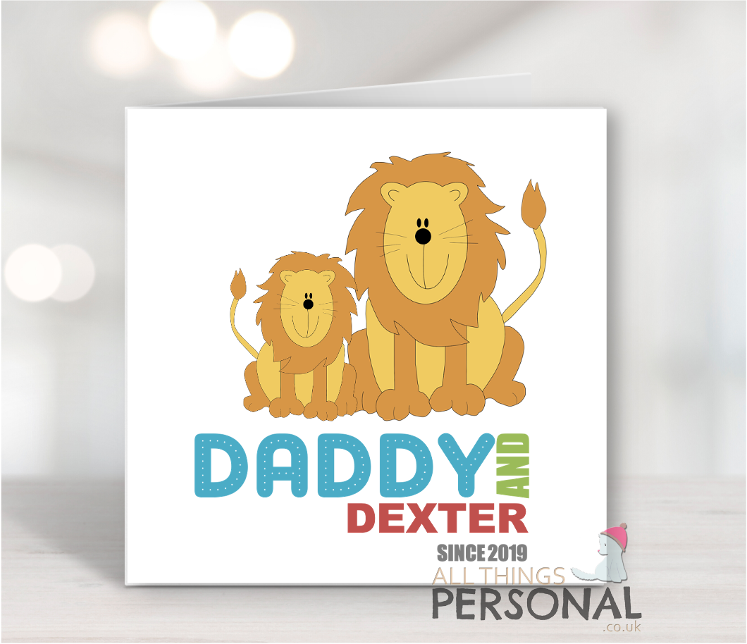 Lions Daddy and Me Since Card Daddy and Me Since Father's Day Card - Image 1