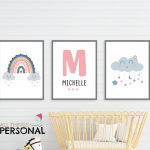 Pink Initial Print Set of 3