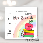 Apple & Books Thank You Teacher Card