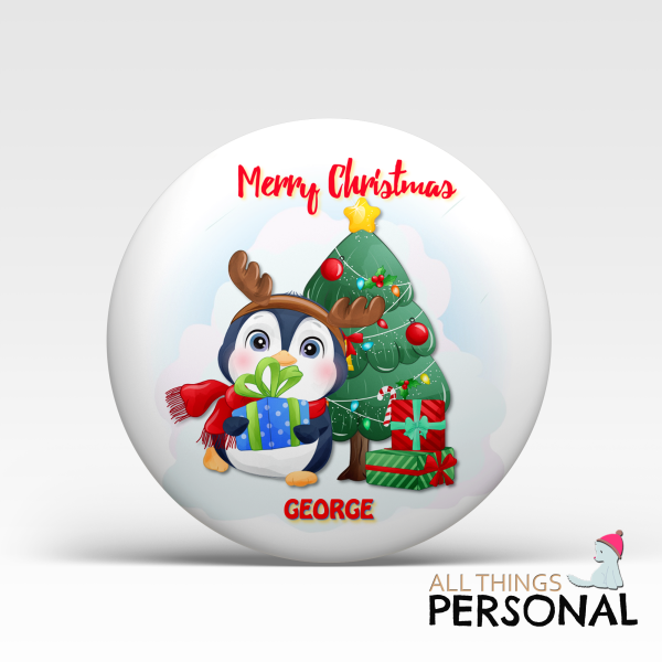 Penguin Joy Christmas Badge