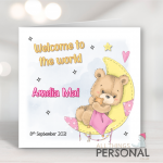 Pink Bear New Baby Girl Card