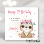 Pink Sloth Birthday Card