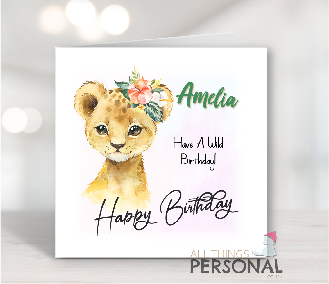 Lion Birthday Card Cute Lion Birthday Card - Image 1