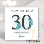 Blue 30th Birthday Card