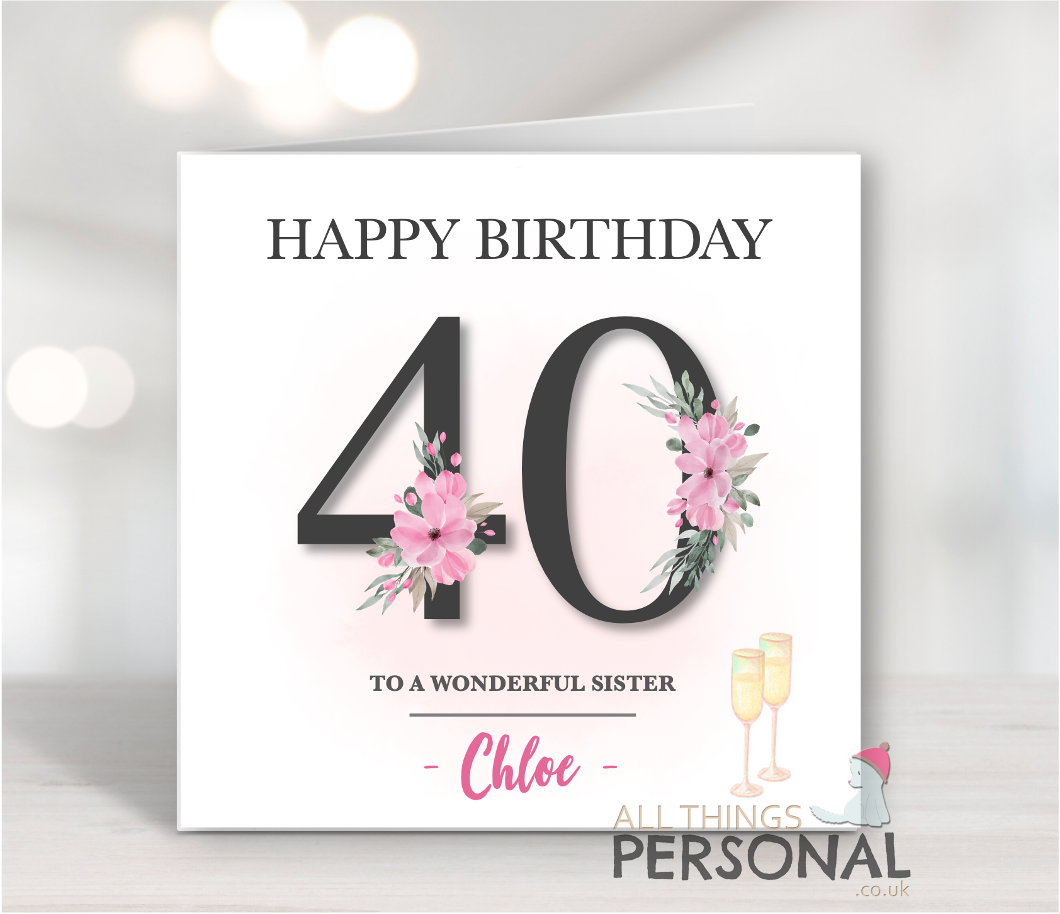 Pink 40th Bithday Card Pink 40th Birthday Card - Image 1