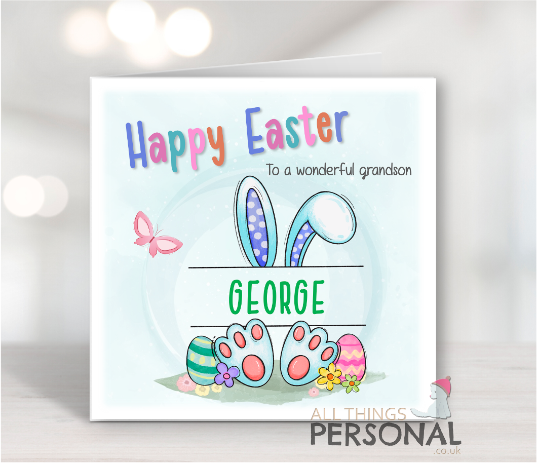 Split Monogram Easter Card Cute Monogram Easter Card - Image 1