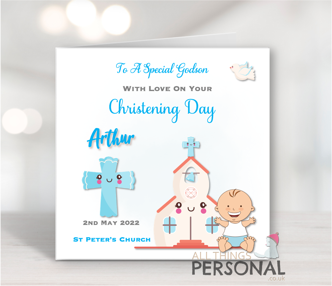Blue Christenin Card Blue Christening Card - Image 1
