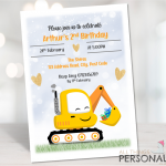 Digger Birthday Invites