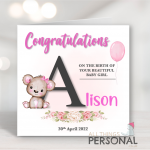 Initial New Baby Girl Card