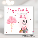 Pink Balloons Birthday Card