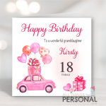 Pink Car Birthday Card