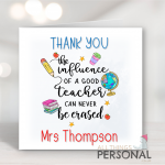 Influence of A Good Teacher Thank You Card