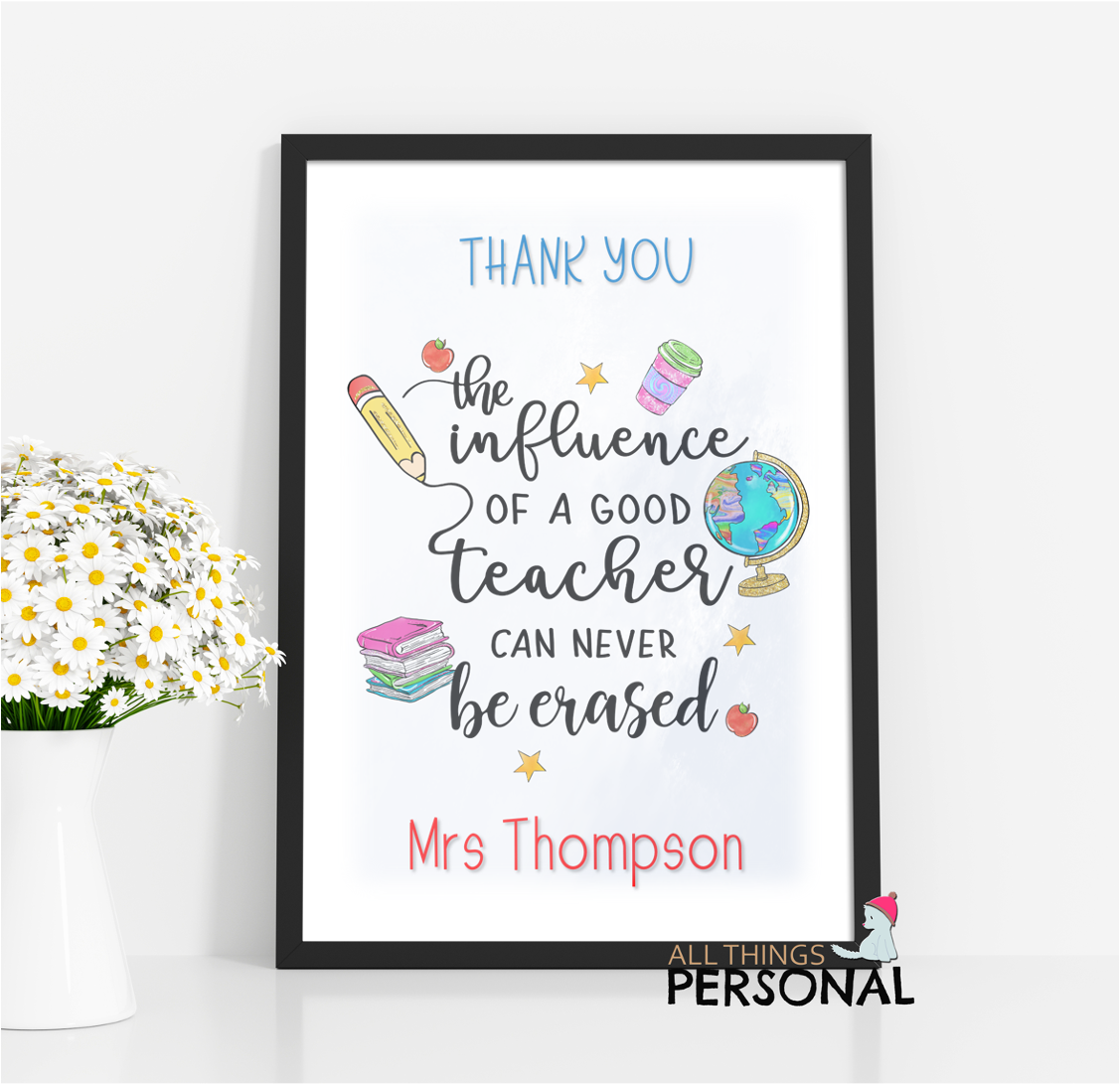 Teacher Thank You Print Personalised Thank You Teacher Print - Image 1