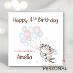 Girl With Balloons Birthday Card