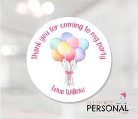 Pastel Balloons Party Stickers