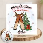 Reindeer Initial Christmas Card
