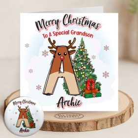 Reindeer Initial Christmas Card