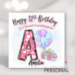 Pink Initial Birthday Card