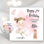 Young Ballerina Birthday Card & Button Badge Main