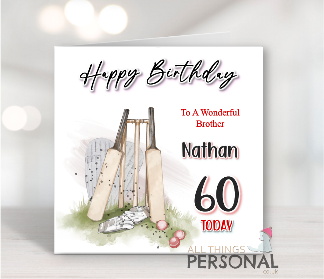 Cricket Birthday Card Personalised Cricket Birthday Card - Image 1