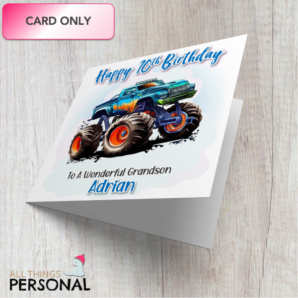 Blue Monster Truck Birthday Card - Image 4