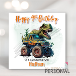 T-Rex Monster Truck Birthday Card