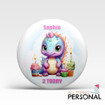 Pink Dragon Birthday Badge