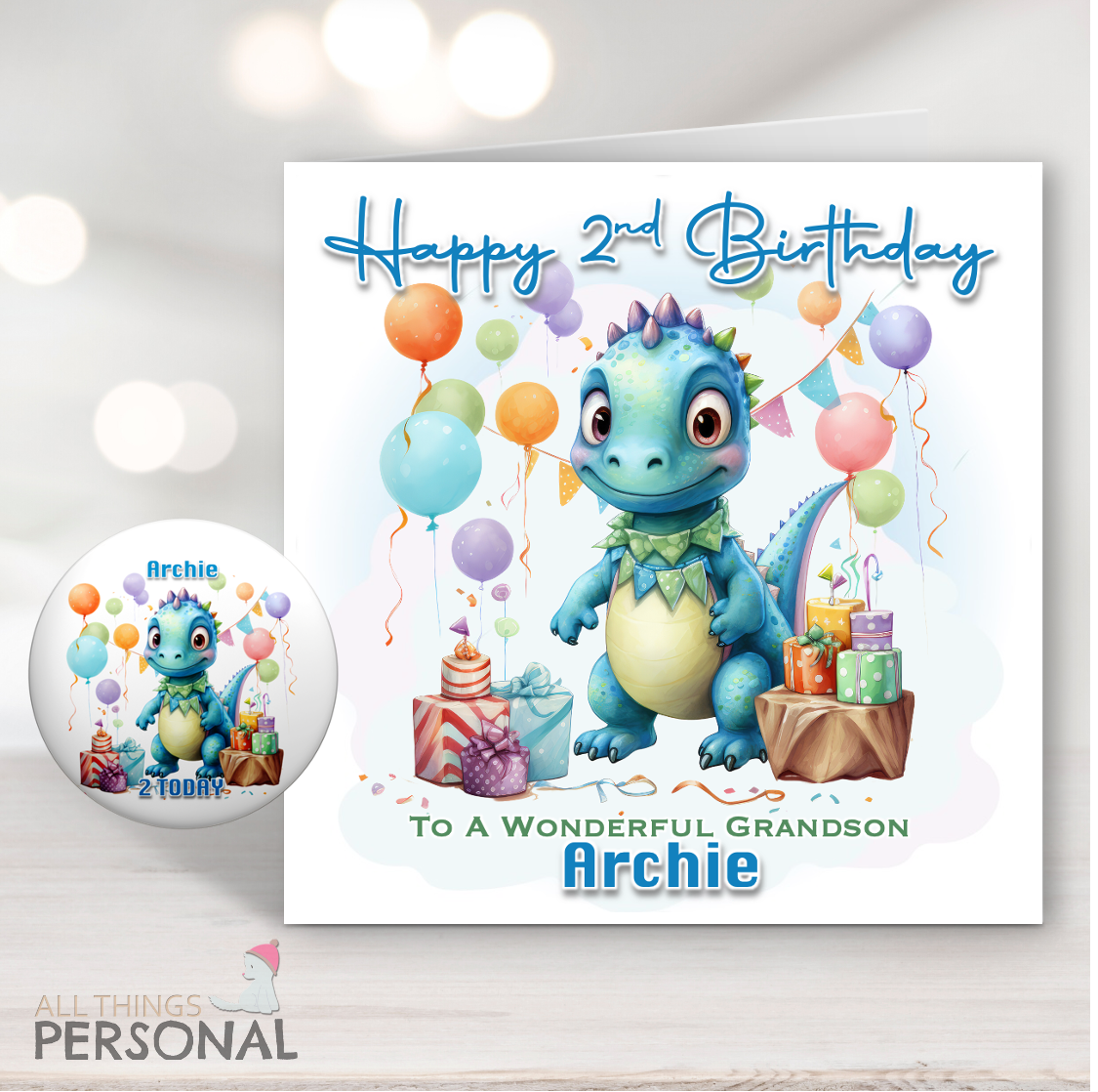 Main Personalised Dinosaur Birthday Card