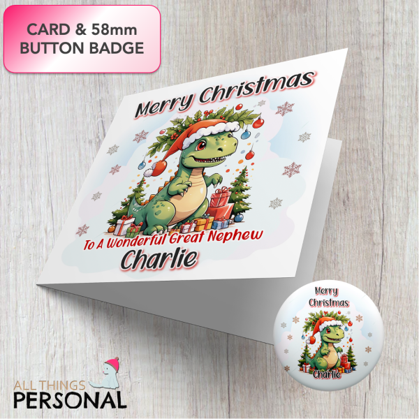 Dinosaur Christmas Card - Image 2