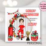 Red Football Christmas Card