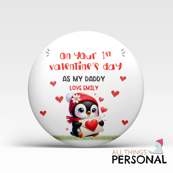 First Valentines's Day As My Daddy Card - Cute Penguin - Image 2