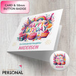 Personalised Girls Birthday Card - Pink Party Time - Image 2