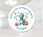 Personalised Dinosaur Birthday Party Stickers