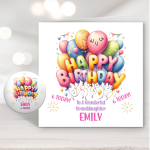 Balloons Birthday Card & badge