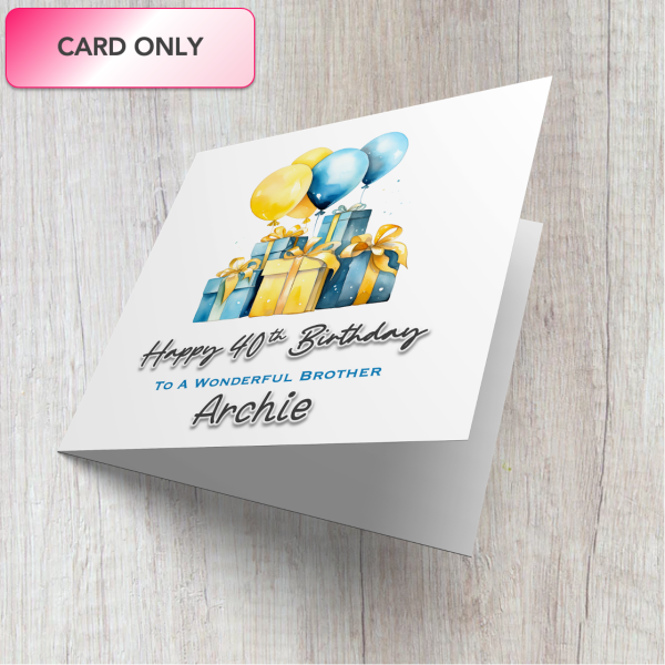 Blue Gifts Birthday Card