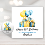 Blue Gifts Birthday Card & Badge